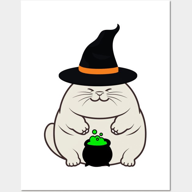 Funny fat cat is wearing a witch costume Wall Art by Pet Station